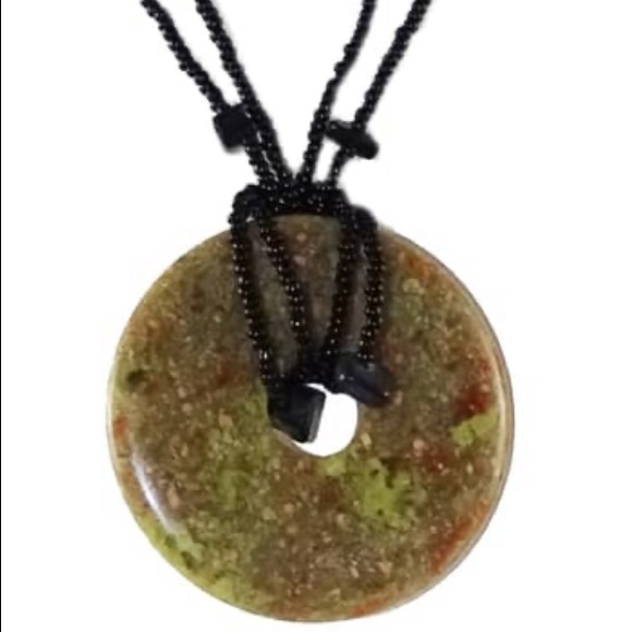 Savvy Cie Beaded Black Onyx & Epidote Disc Pendant - Picture 2 of 8